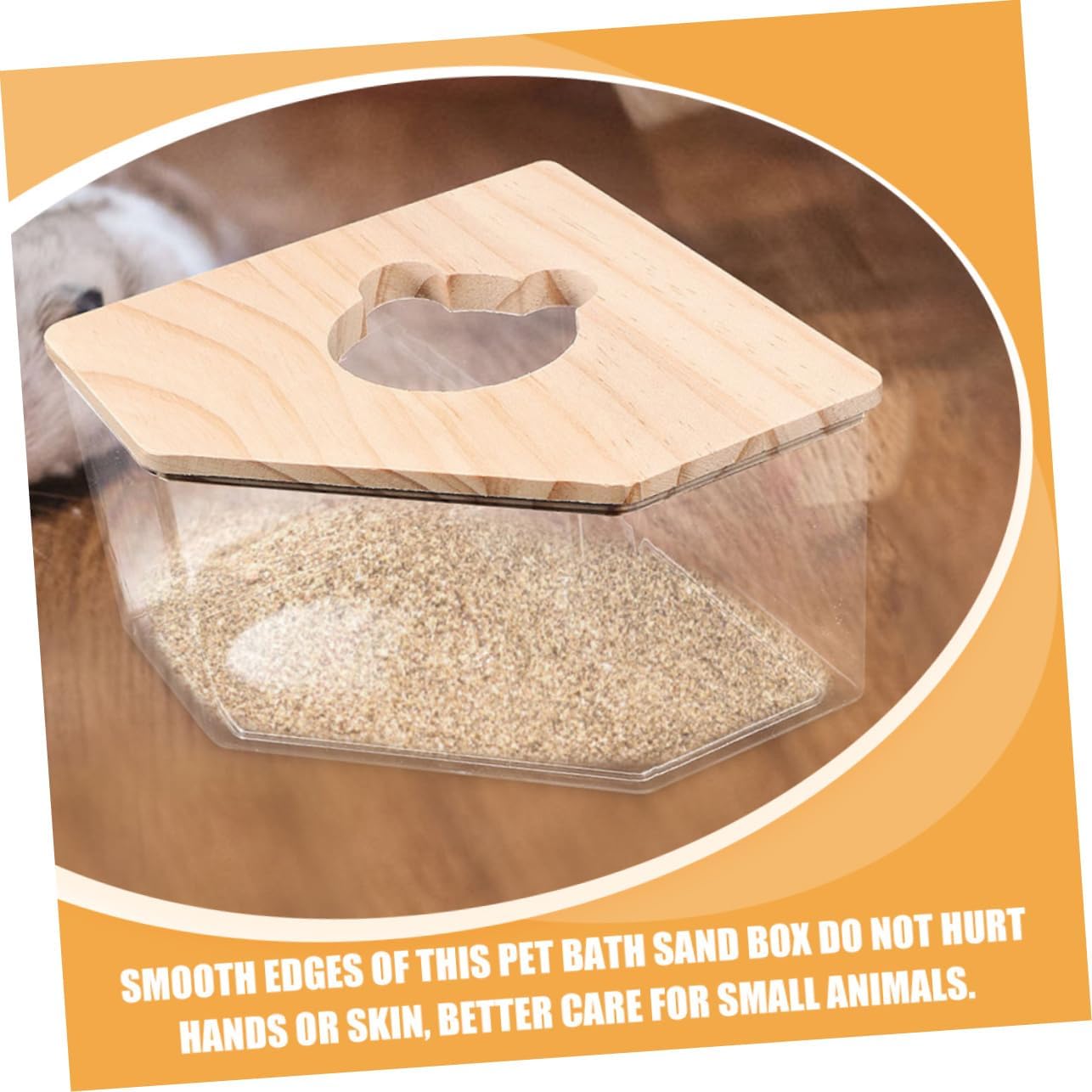 YARNOW Acrylic Hamster Bath Box and Toilet with Wooden Lid Hole image 4