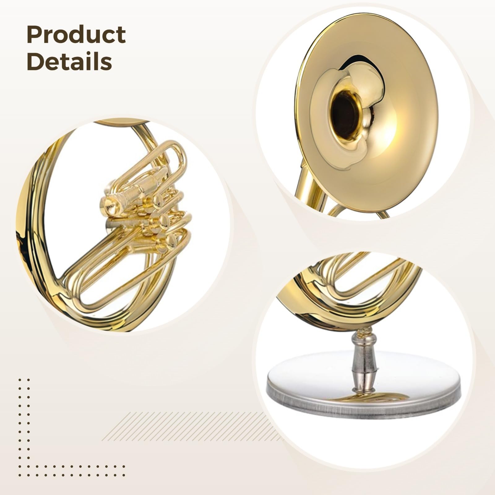 Sousaphone miniature en laiton doré avec support