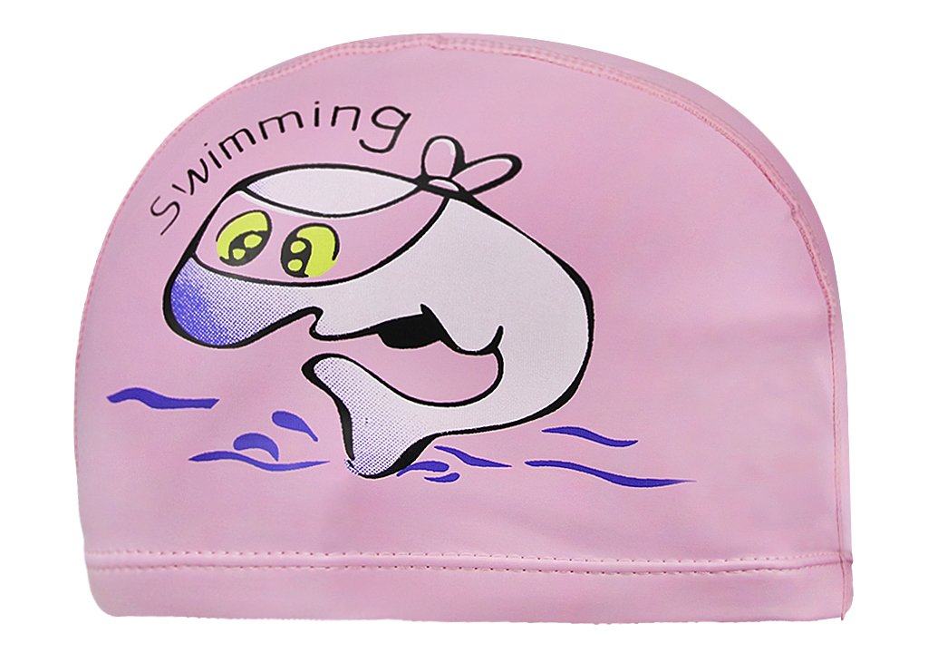 FakeFace Kids Cute Cartoon Elastic PU Swim Cap for Boys Girls Swimming Caps Bathing Cap Waterproof