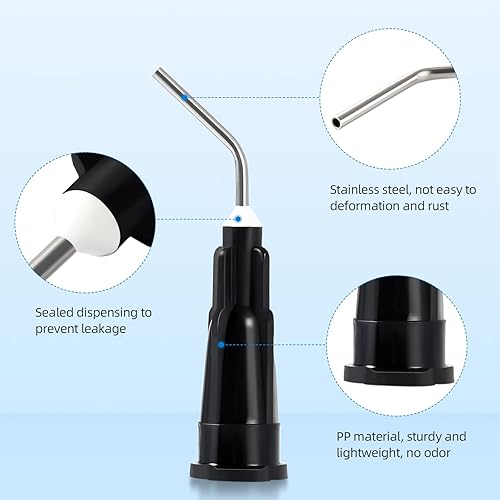 Miniatura 4 de JMU 300 puntas dispensadoras dobladas de calibre 20, punta roma, punta roma, puntas de aguja de riego oral desechables predobladas, color negro