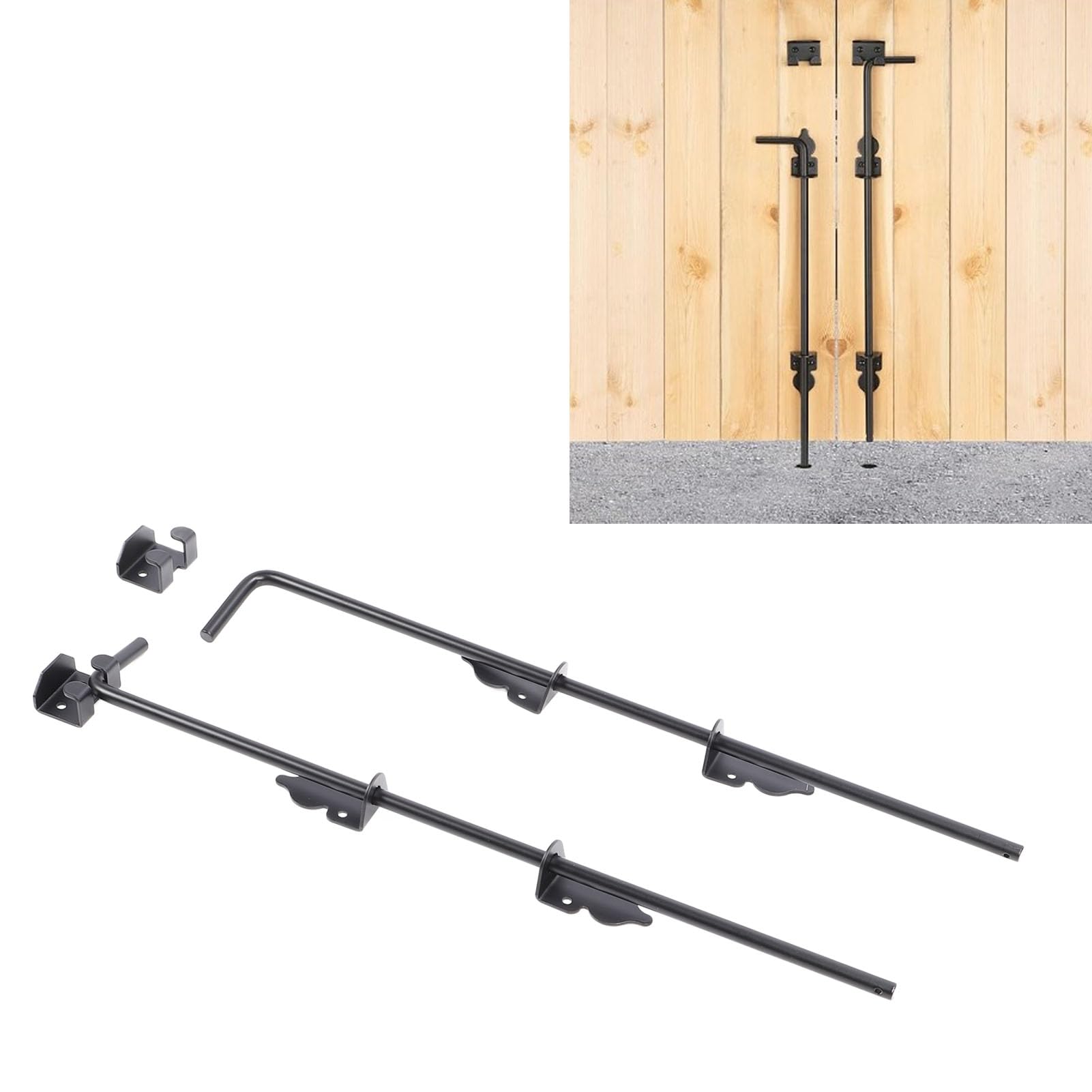 LiebeWH Tige de Chute de Portail à Boulon de Canne Robuste, Loquet de Porte en Acier de Calibre 1/2 X 18 Pouces D'épaisseur pour Clôtures en Bois