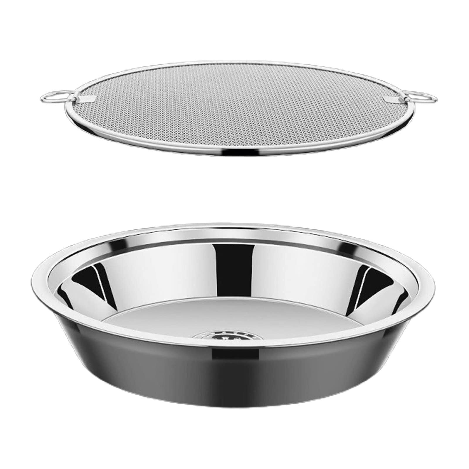 MAGAUSVZVK Stainless steel oil strainer, kitchen cooking gadget, soup bowl oil strainer, oil strainer for baking and frying foods.(Silver)