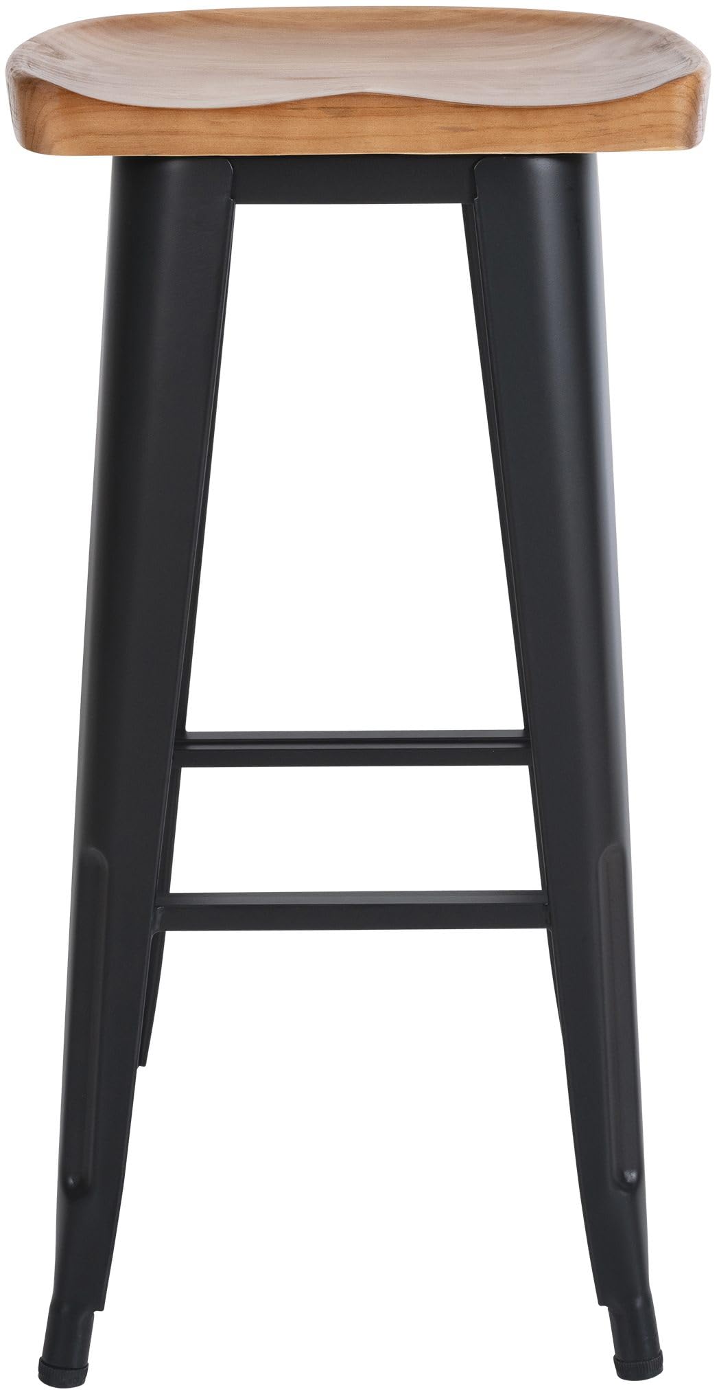 CLP Tabouret de Bar Clara I Chaise de Bar avec Assise en Bois Massif I Chaise de comptoir avec piètement Stable à Quatre Pieds en métal Noir | Couleur Noir
