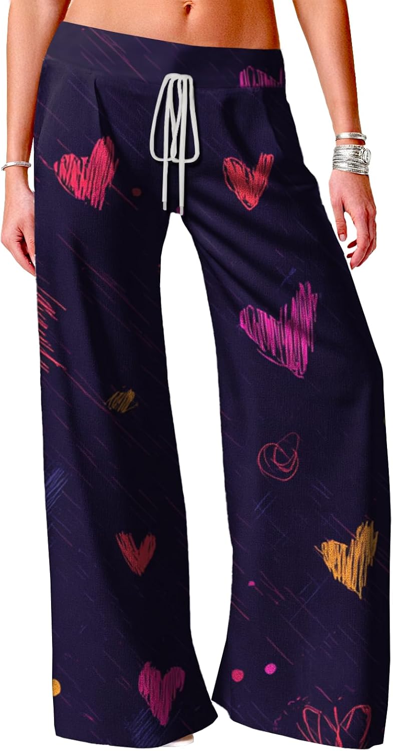 MARSVOVO Wide Leg Sweatpants for Women Fall Winter Elastic High Waisted Athletic Casual Comfy Vacation Travel Harem Pants