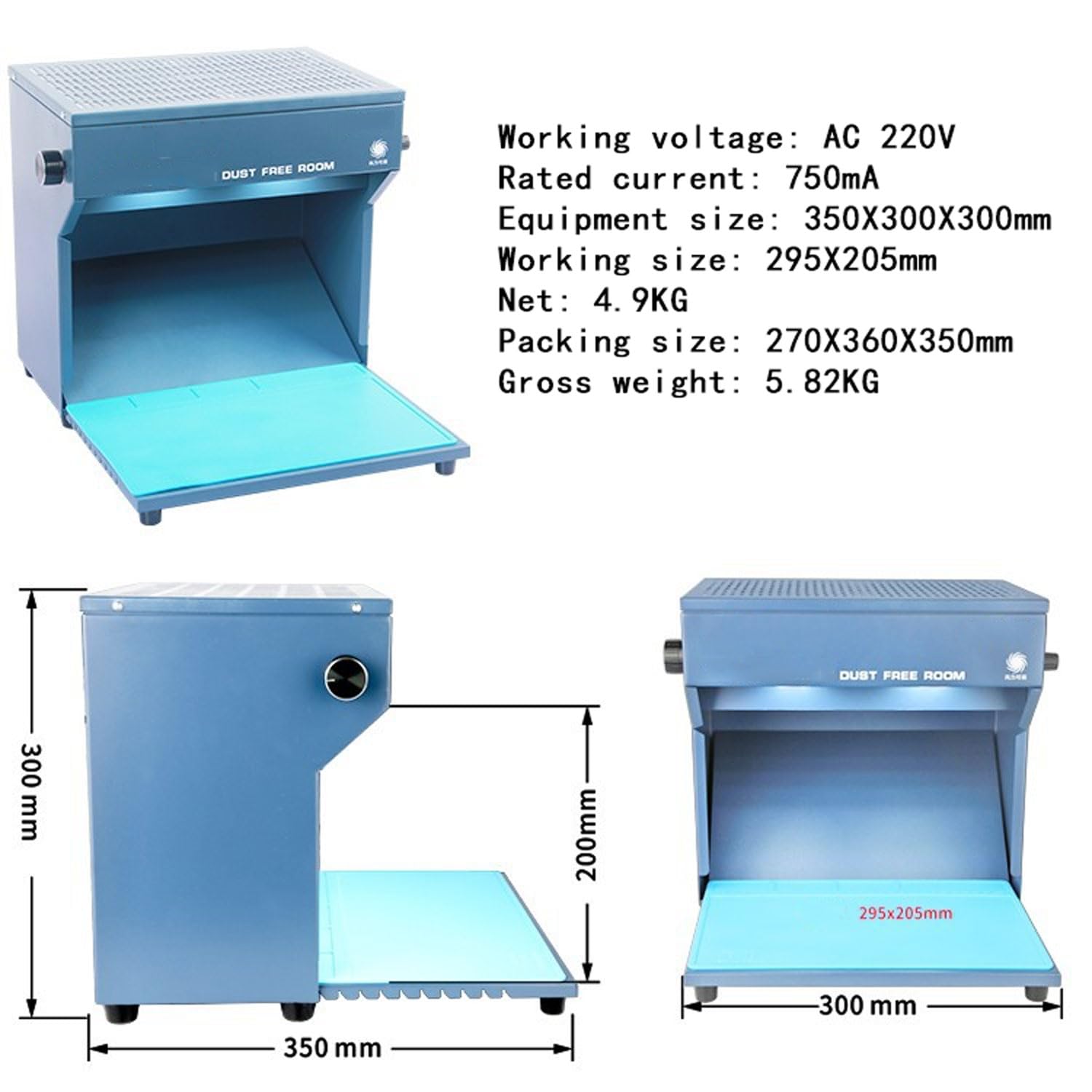 Laminar Flow Haube mit verstellbarem LED-Licht, staubfreie Desktop-Werkbank für Telefonreparatur, Filtration und Reinigung, Operationsraum, OCA-Laminierschirm