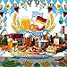 AUGSUN Oktoberfest Coloring Poster with 18 Pcs Paint Pens, Bavarian German Party Games Giant Poster Octoberfest Blue White Diamonds Checkered Beer Tablecloth for Party Decorations Supplies, 72 x 30 In