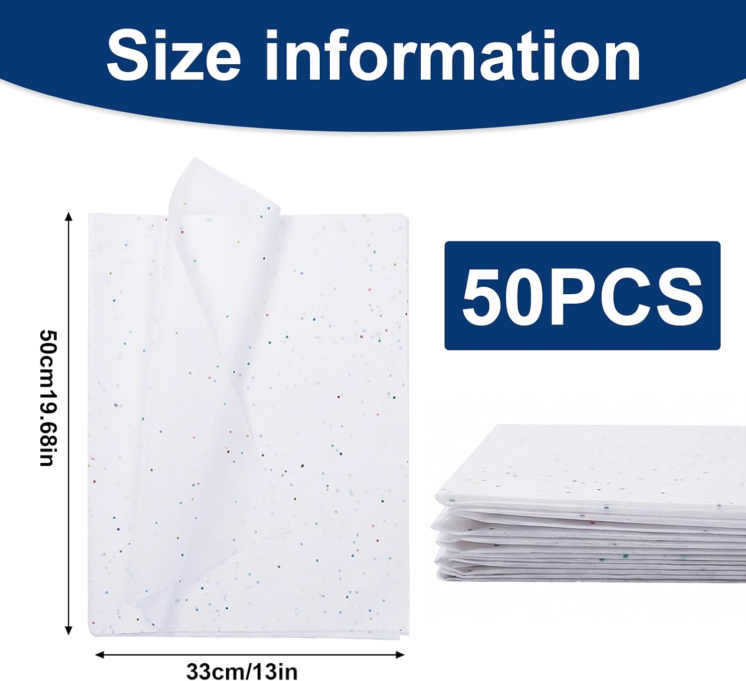 houlishu 50 Sheets White Glitter Tissue Paper - 20x13 Inch Sparkling Gift Wrapping Paper for DIY Crafts Birthday Wedding Graduation Holiday Flowers