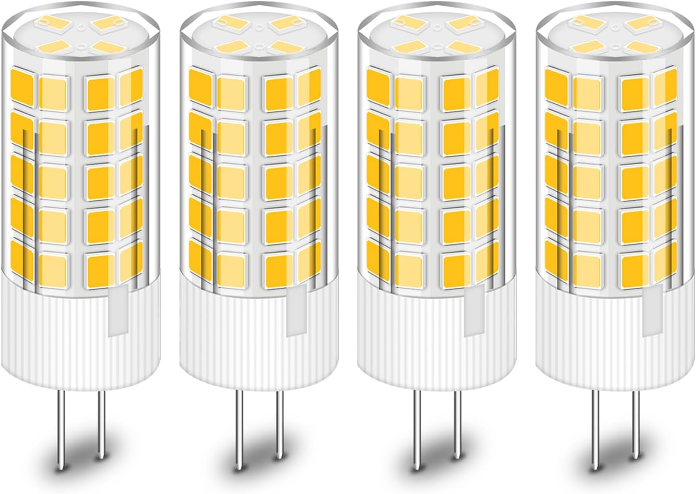 ZHENMING G4 LED Bulbs 110V-130V (Not Low Voltage 12V) G4 Bi-Pin Base Spotlight Lighting Dimmable 5W Warm White 3000K Replace 45W G4 Halogen Lamp, for Under-Cabinet Lights, Ceiling Lights, Pack of 4