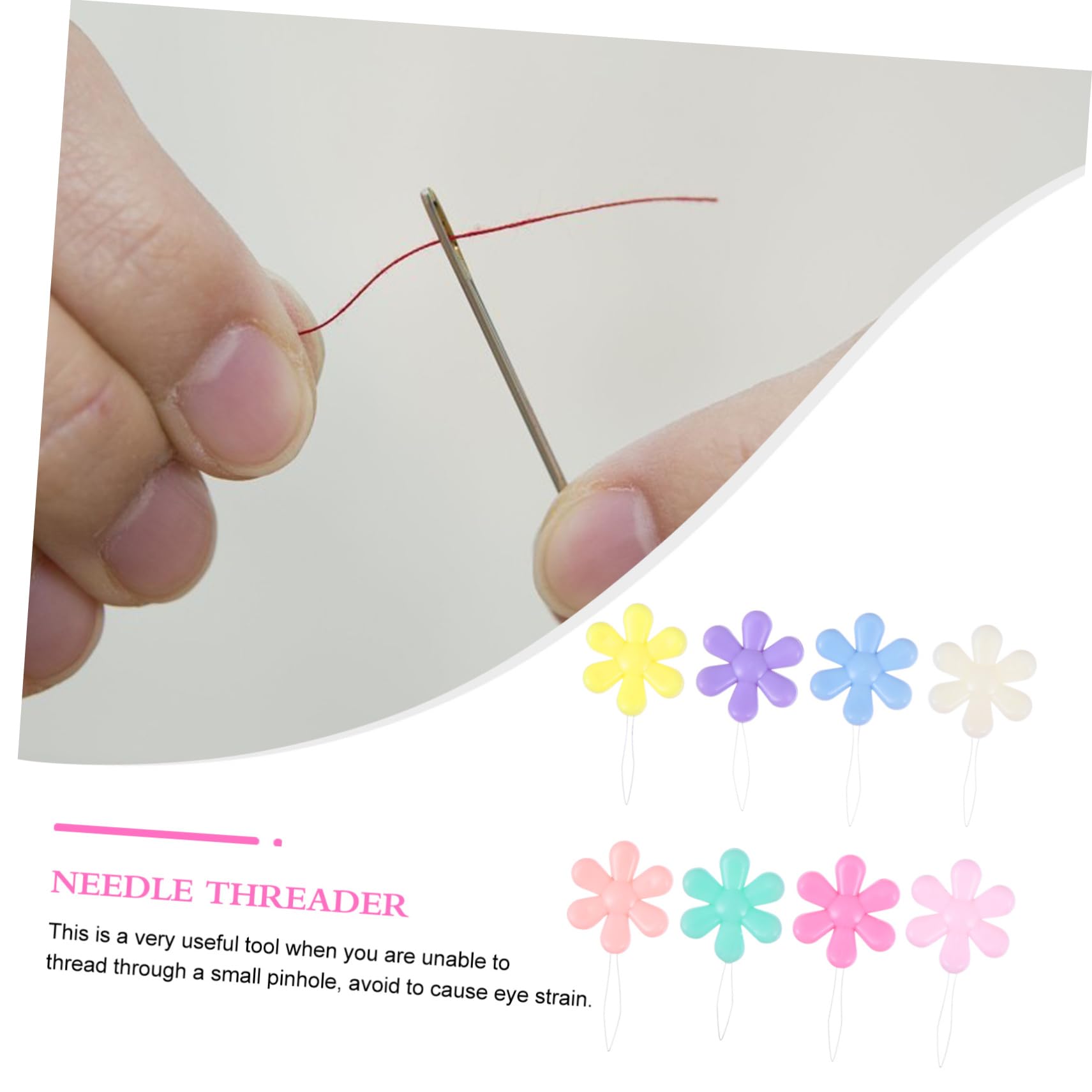 FONDOTIN 20Pcs Portable Needle Threader Tool for Sewing Knitting Quilting Embroidery Flexible Wire Loop for Easy Needle Eye Insertion for Hand Machine Use