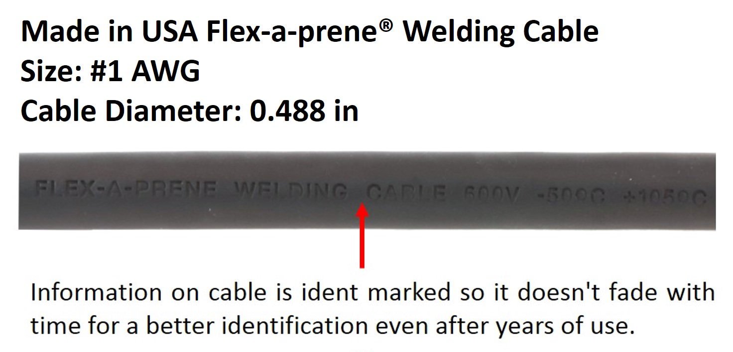 SÜA - 300 Amp Welding Leads Set Assembly - Terminal Lug Connector - #1 AWG 100% Copper Cable (15 FEET Each Lead)