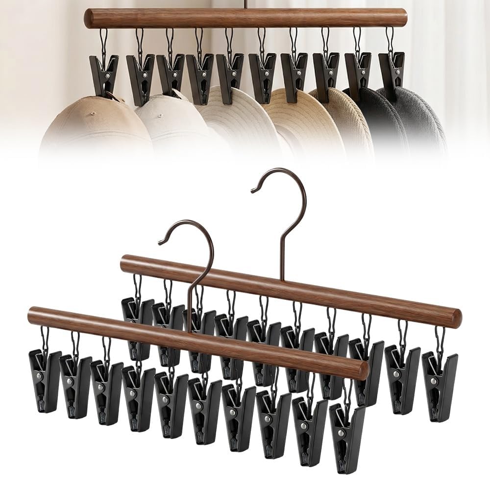 Space Saving Closet Organizer with 10 Clips - Heavy-Duty Metal Hanger for Jeans, Scarves, Socks, Hats & Accessories Light Luxury Appeal