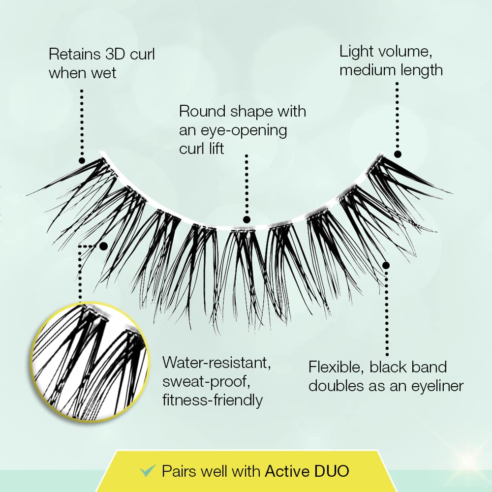 Ardell Active Lash Physical False Eyelashes, Water-resistant, Light Volume, Medium Length, Vegan Friendly, 1 Pair (Pack of 1) - Image 4