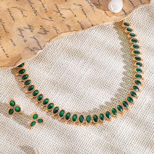 Image of Rubans Necklace Set Gold Plated Traditional Stylish Jewellery Gift for Women & Girls