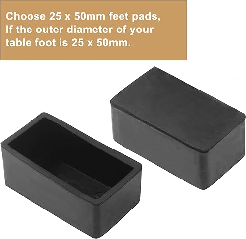 Miniatura 6 de Uenhoy 16 fundas rectangulares de goma para patas de silla, color negro, tapas rectangulares para patas de muebles, protectores de suelo para patas