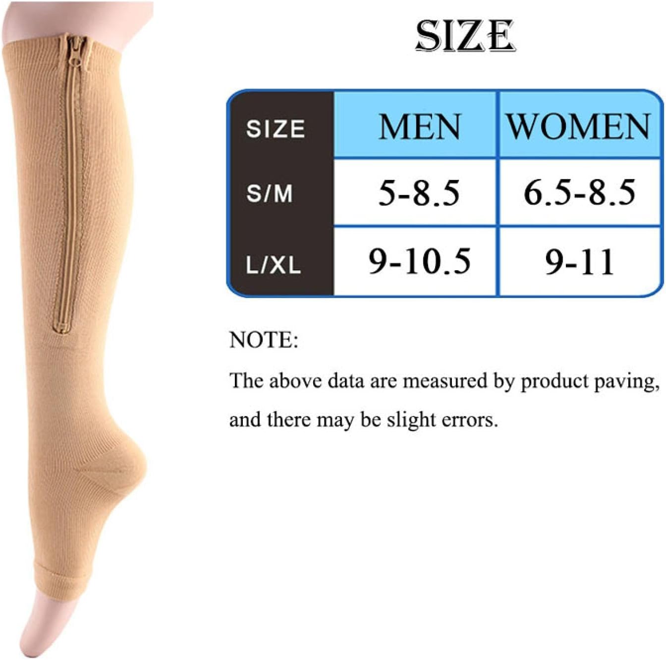 静脈瘤圧縮ストッキング靴下ジッパースポーツサポート圧力静脈瘤膝女性男性抗疲労ストレッチスリム XXL グレー 1 ペア/114 (C