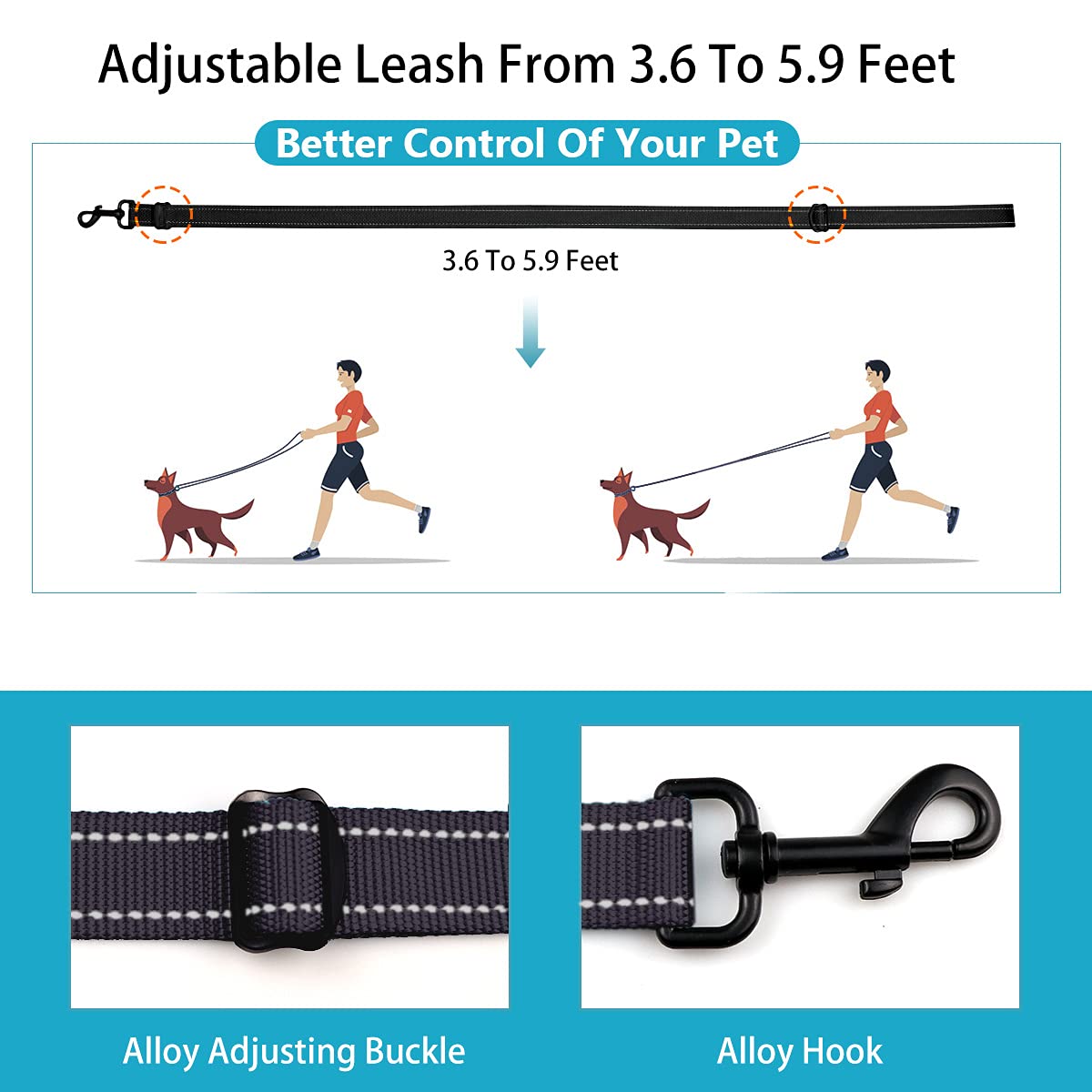Aeclleca Reflektierendes Hundehalsband & Leine Set – Verstellbar, Weiches Nylon, Mit Sicherheitsschnalle