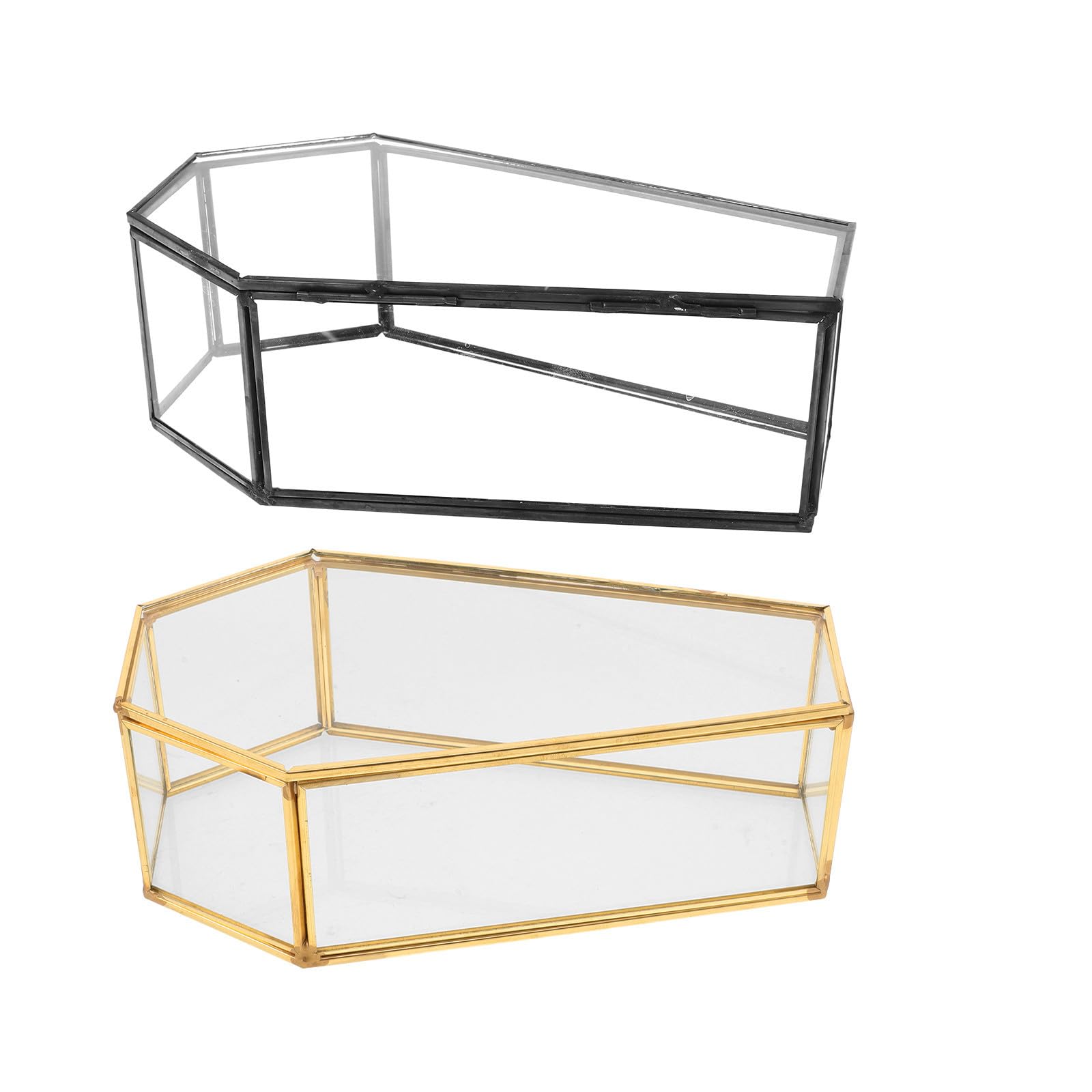 2 Piezas Caja Decorativa de Cristal con Forma de Ataúd Vintage y Tapa, Organizador Elegante para Joyas y Recuerdos en Fiestas de Halloween Hogar