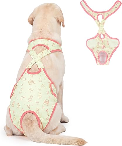 Lelepet Dog Diapers Female,Washable Reusable Dog in Heat Diaper,Leakproof Doggie Diapers for Female Dogs with Suspenders,Adjustable & Absorbent Pet Sanitary Pants for Period,Incontinence & Training