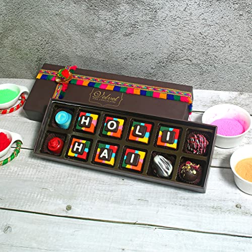 Image of Velvet Fine Chocolates Gift Hamper with Colourful Chocolates for Family, Friends, Employees | Gift Pack with Customized Message