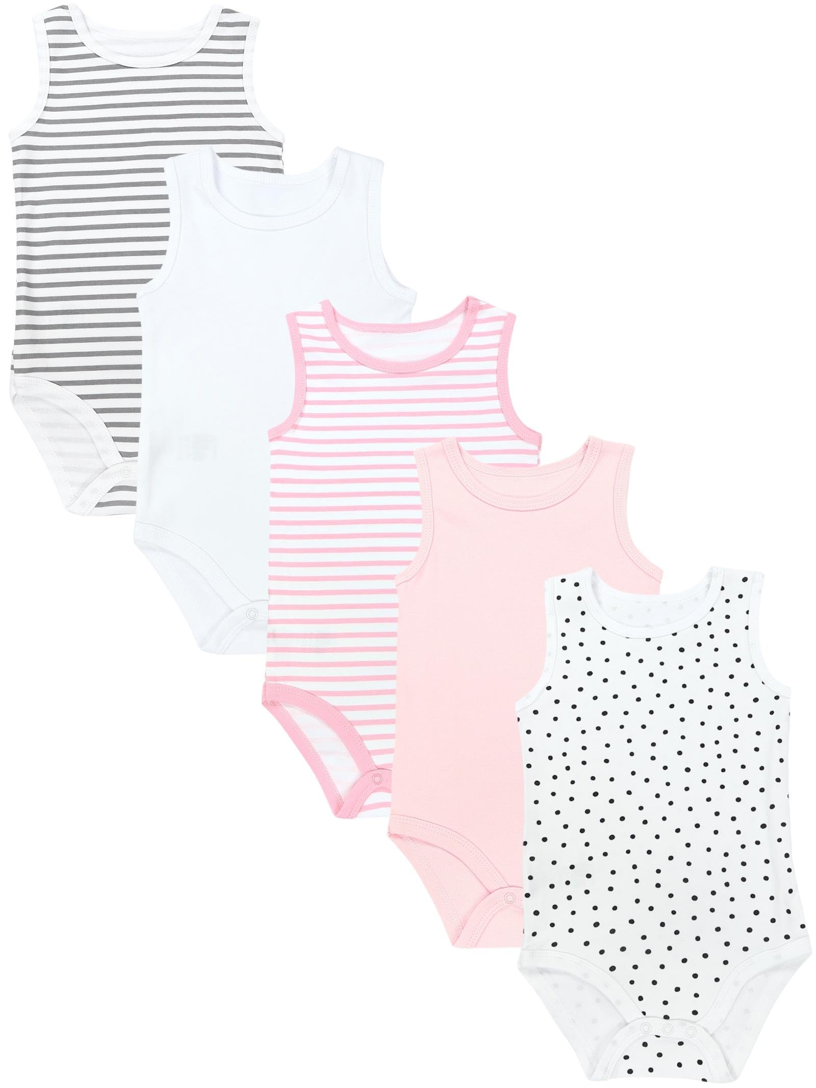 TupTam Baby Body Mädchen 5er Pack – Ärmelloser Body Baby aus Baumwolle, Ideal als Unterwäsche oder im Sommer
