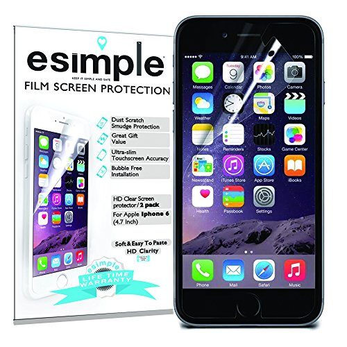 Iphone 6 Screen Protector, Esimple Premium Anti-Glare/Crystal Clear Screen Protector For Iphone 6_4.7 Inch 2015 Att Verizon T-Mobile Sprint (2-Pack)-Korean Pet Film-Perfect Fitting Edges- For Guys And Girls_ #TOP6
