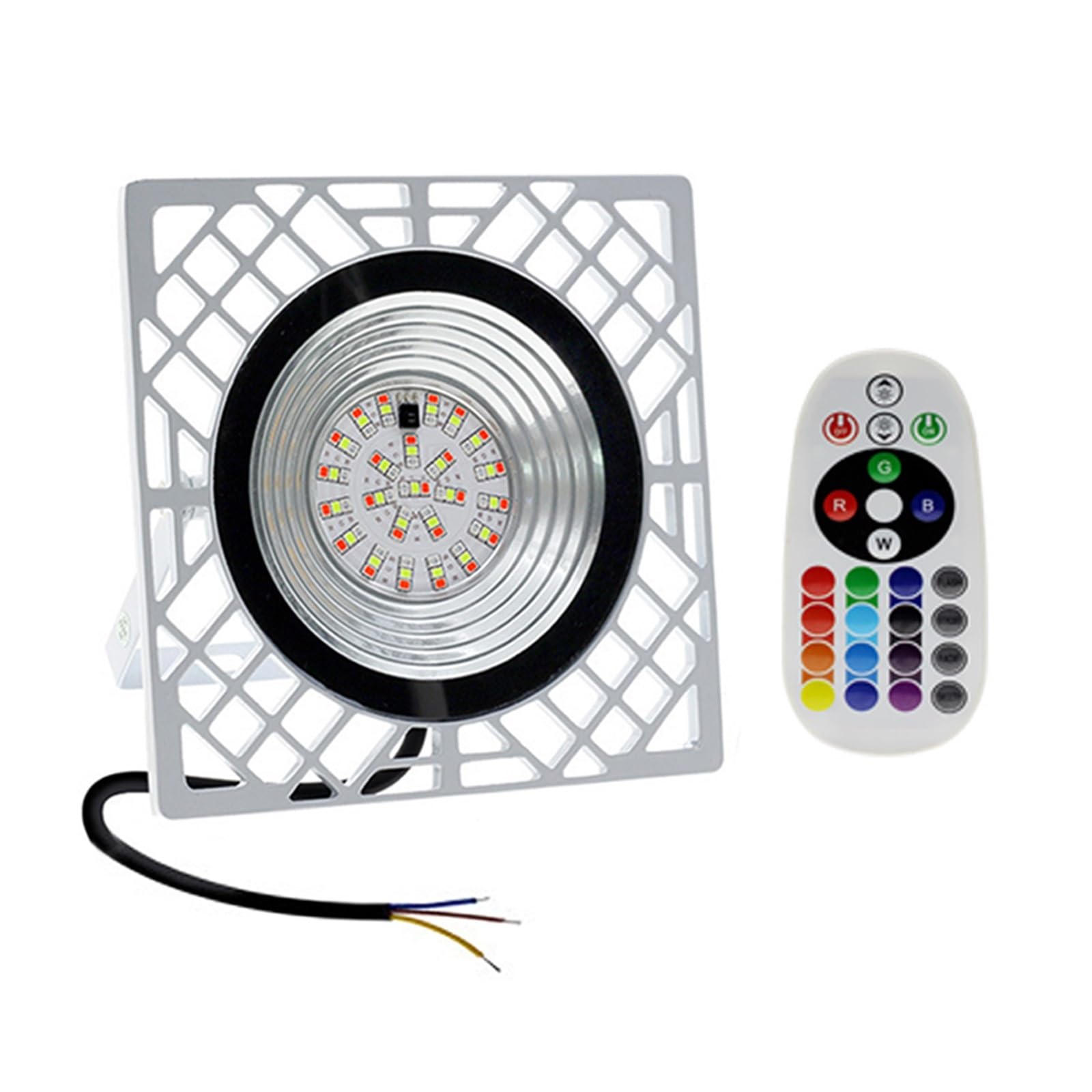 JOLIANE RGB LED Floodlight 50W Garden Landscape Spotlights IP65 Waterproof Outdoor Flood Light for Patio Courtyard Lawn Wall Decor(White - No Plug)
