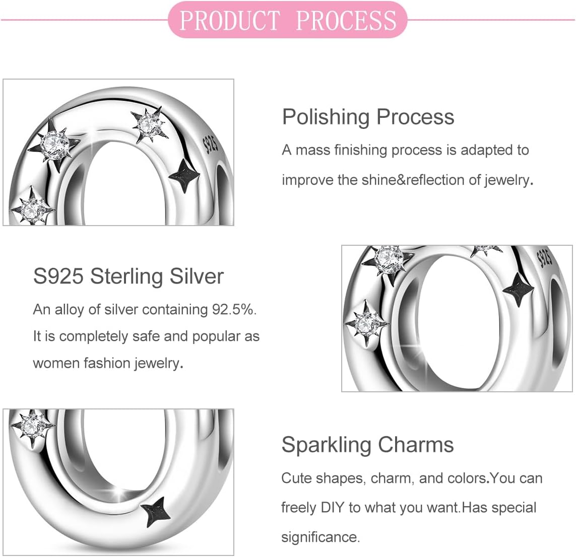 925 Sterling Silver Letter Charm for Pandora Bracelet Alphabet Initial Charm A-Z Jewelry Gifts for Women - Image 4