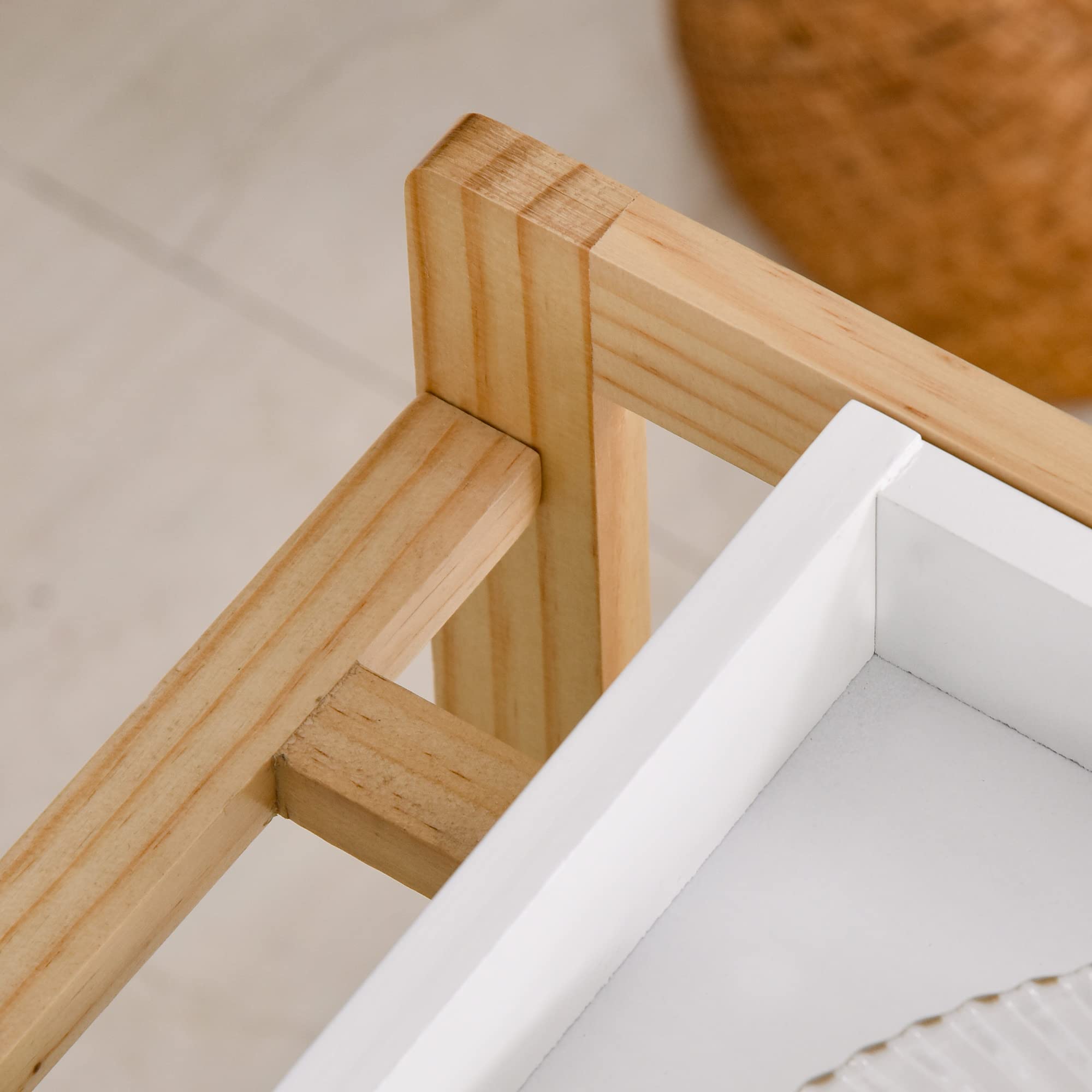 HOMCOM Chariot de Service desserte de Cuisine à roulettes 3 étagères Blanc | Plateau Amovible, Bois de Pin MDF