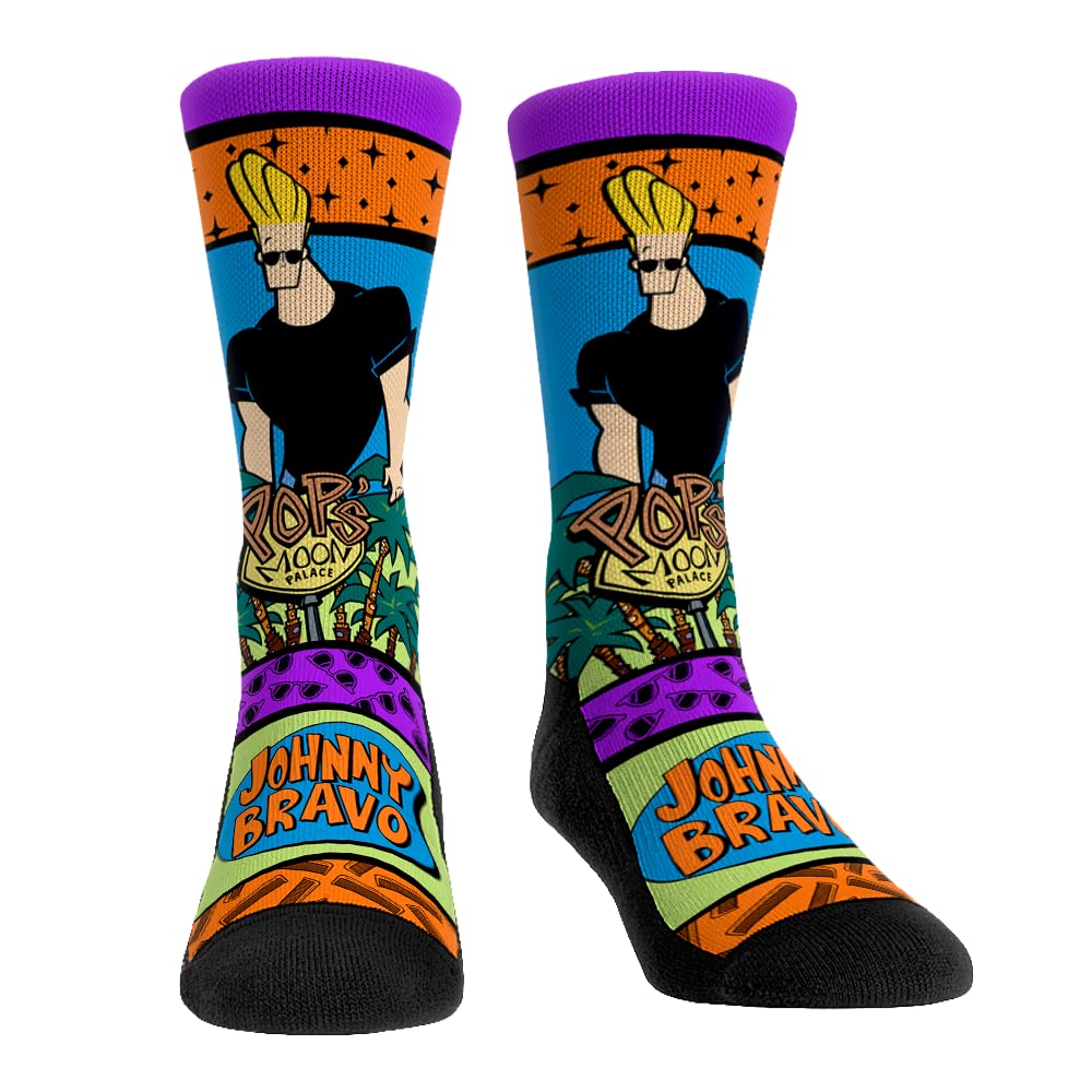 Rock 'Em Cartoon Network Premium Novelty Socks, Johnny Bravo - Showtime, Large
