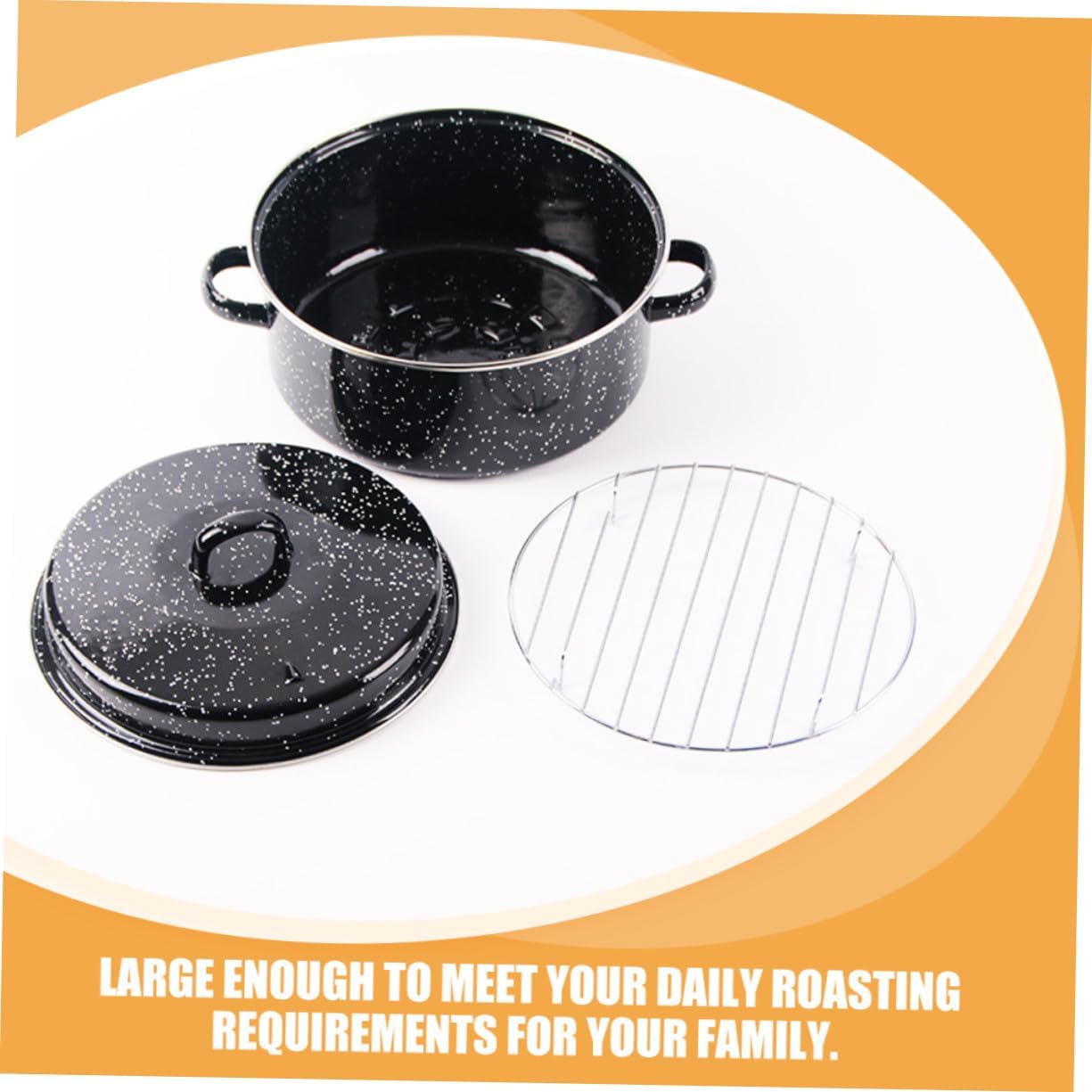 Enameled Roasting Pan with Double Handles High-temperature Resistant Cooking Pot for Bbq and Home Use Non-deformable Roaster Cooking Supply