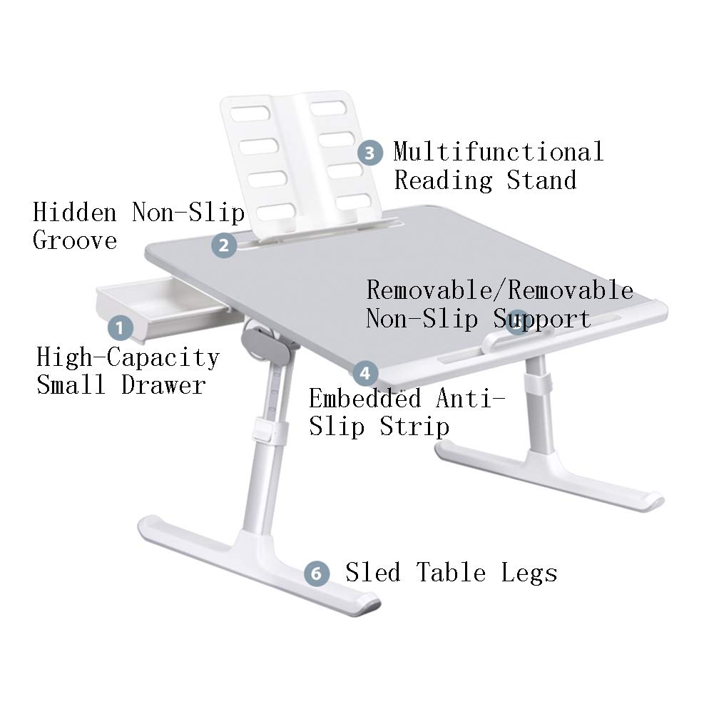 Supporto per Laptop Regolabile,Supporto PC Portatile Pieghevole Tavolo per PC,tavolino per Pc,Standing Desk,per Divano, Letto, Ufficio E Picnic