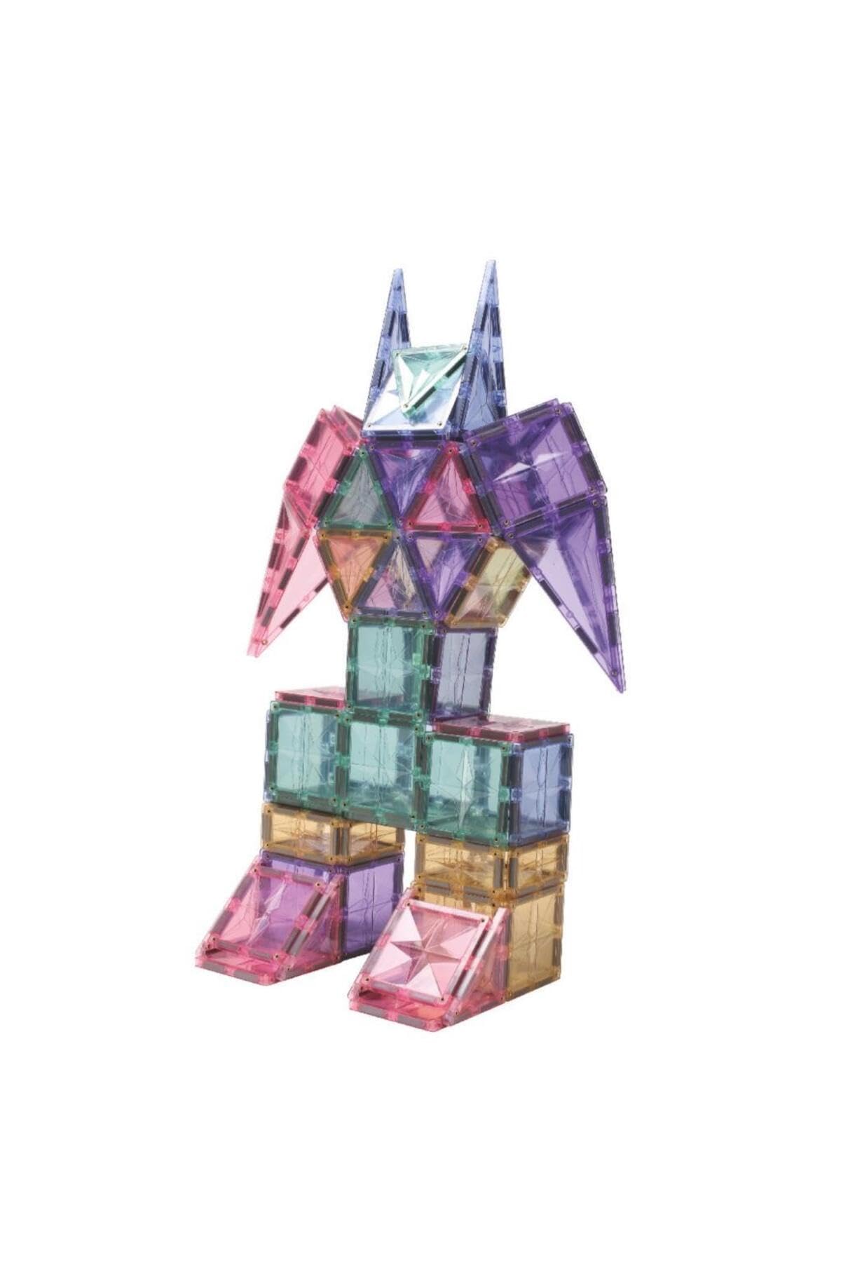 Großer Kreativ-Bausatz in Pastellfarben 125 Teile, großes Set, langlebiges Magnetspielzeug, Robustes Lernspielzeug, erweiterbare Sets, für Kinder ab 3 Jahren