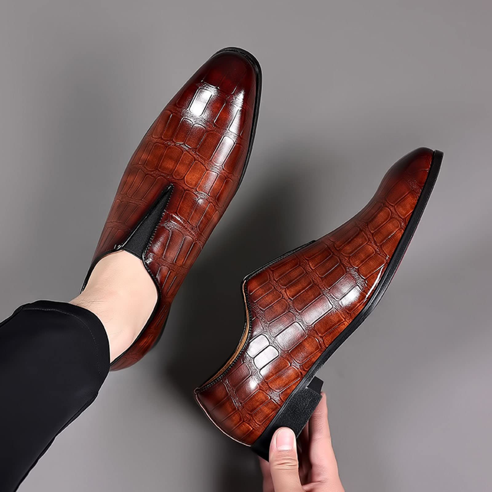 Scarpe da uomo, da lavoro, classiche, in pelle, con lacca, eleganti, Oxford, larghe, da sposa, leggere, per costume tradizionale