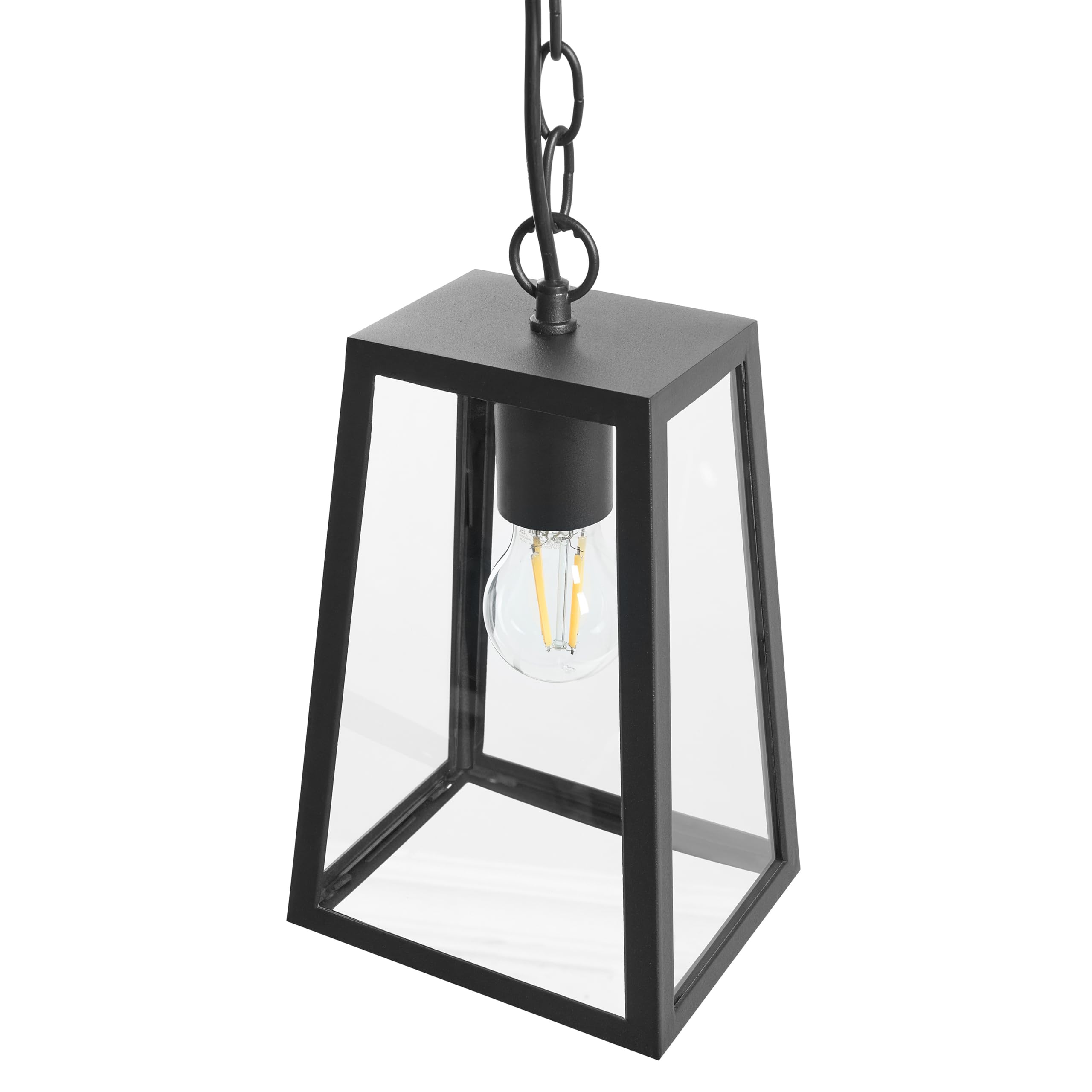 Lampa zewnętrzna wisząca w stylu nowoczesnym światło ogrodowe matowe aluminum szklany klosz czarna Volarja
