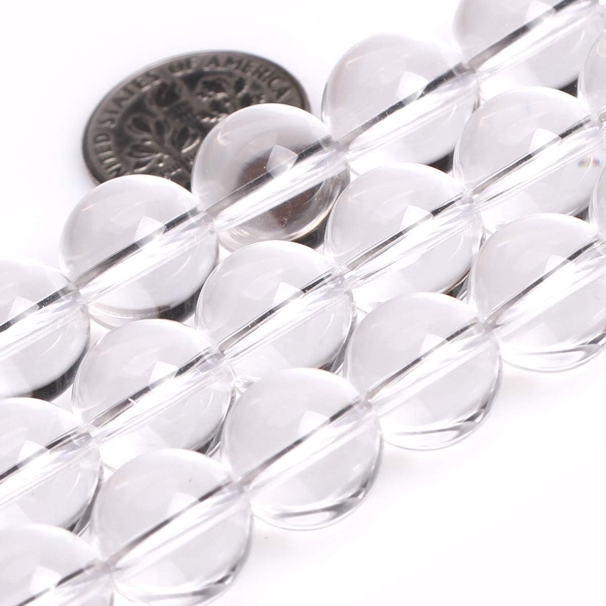 GEM-Inside Clear White Quartz Gemstone Loose Beads Natural 12mm Round AAA Grade Crystal Energy Stone Power for Jewelry Making 15"