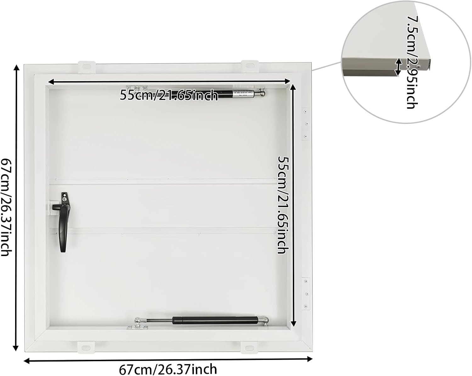 LYNICESHOP 26"x26" Aluminum Roof Hatch with Hydraulic Support, 90° Opening & Internal Lock, White Galvanized Steel Access Door for Commercial Buildings (White)