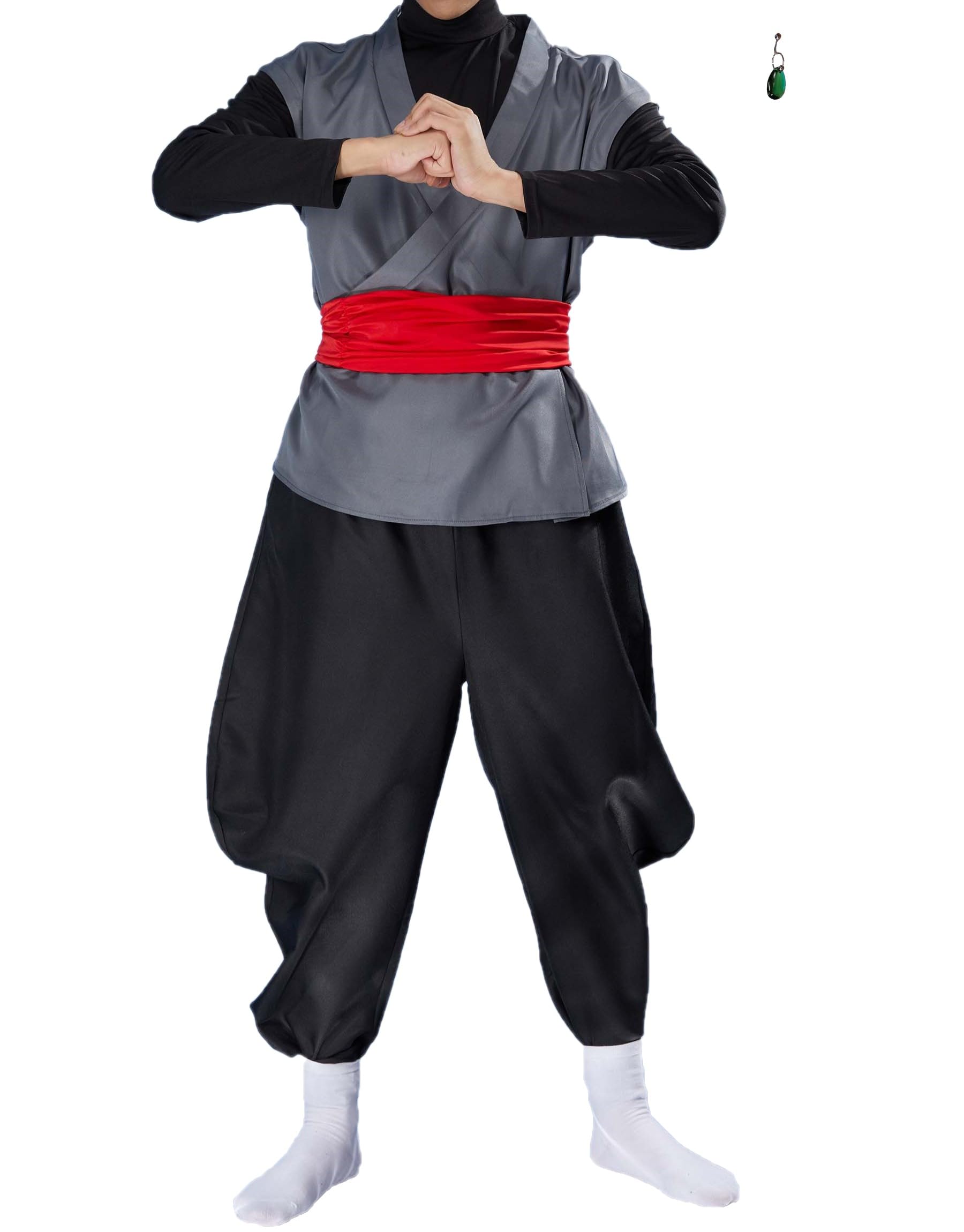 Haikyuu Men's Kung Fu Suit With Earing Anime Black Cosplay Costume Halloween