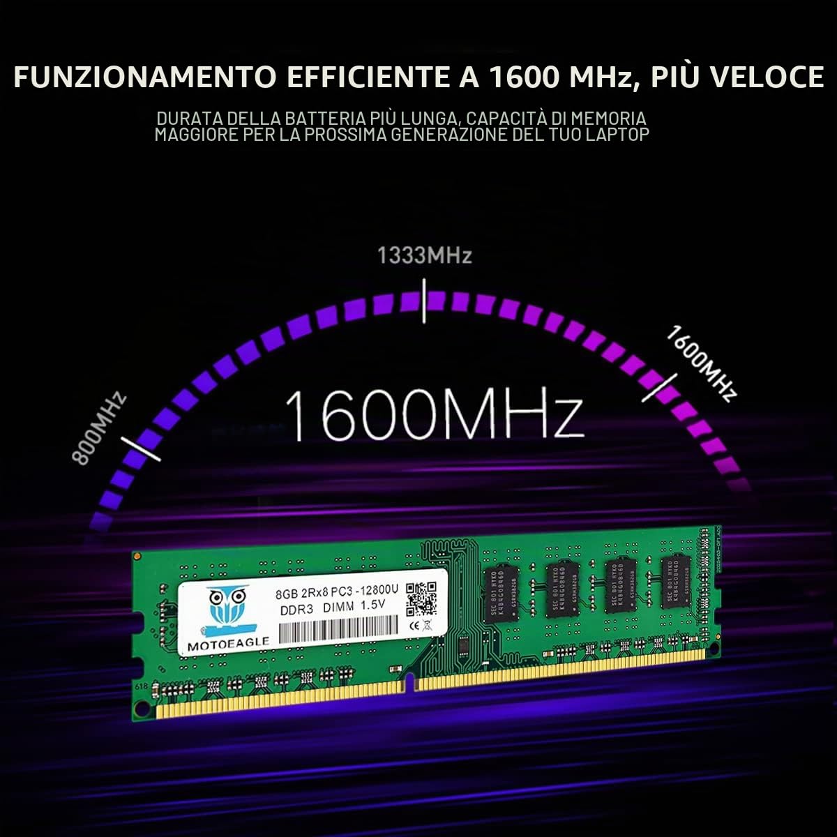 PC3 12800U 16GB Kit (8GBx2) DDR3 1600MHz UDIMM RAM, 8GB 2Rx8 PC3 12800U CL11 1.5V 240-Pin Non-ECC Memoria Desktop