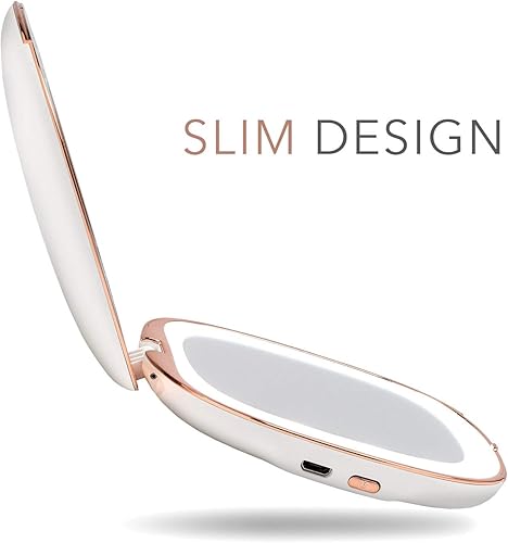 Miniatura 3 de Fancii Compact Makeup Mirror with Natural LED Lights, 1x 10x Magnifying - Rechargeable, Portable, Lighted 4 Hand Mirror for Travel and Purses, Mila