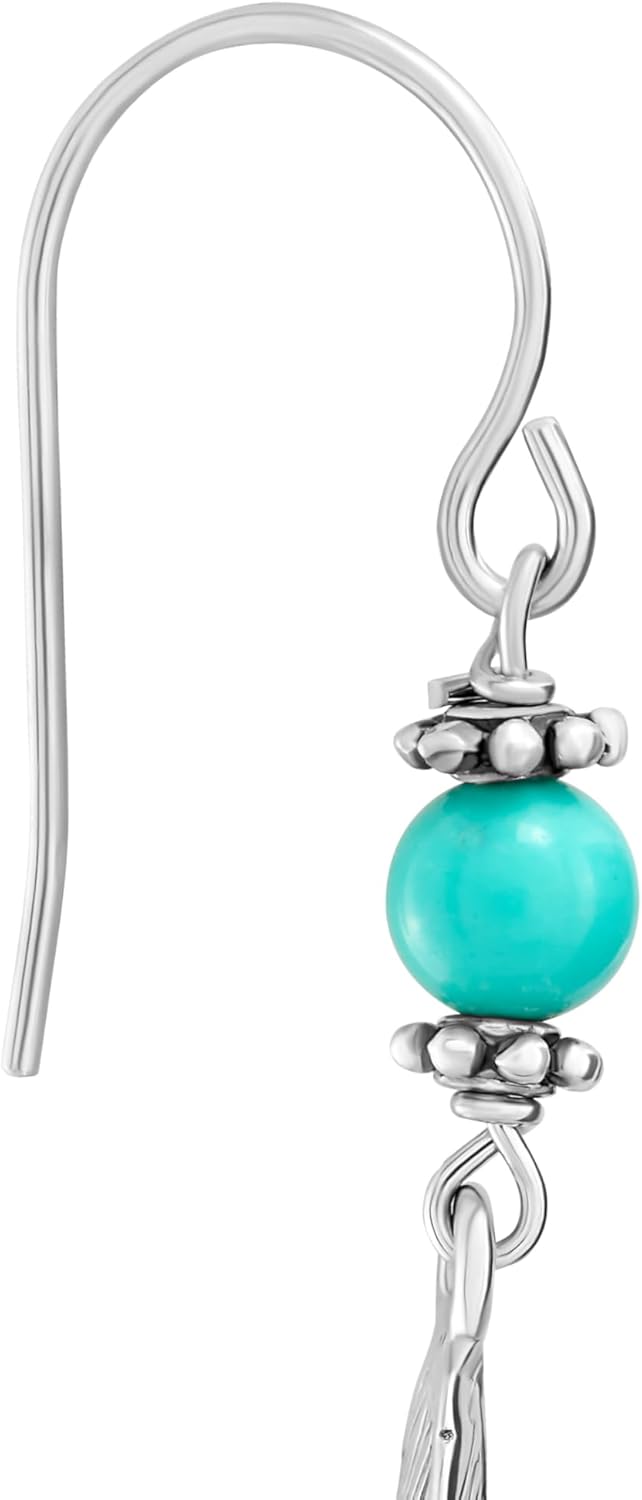 Amazon Essentials Sterling Silver Western Feather Beaded Drop Earrings - Image 4