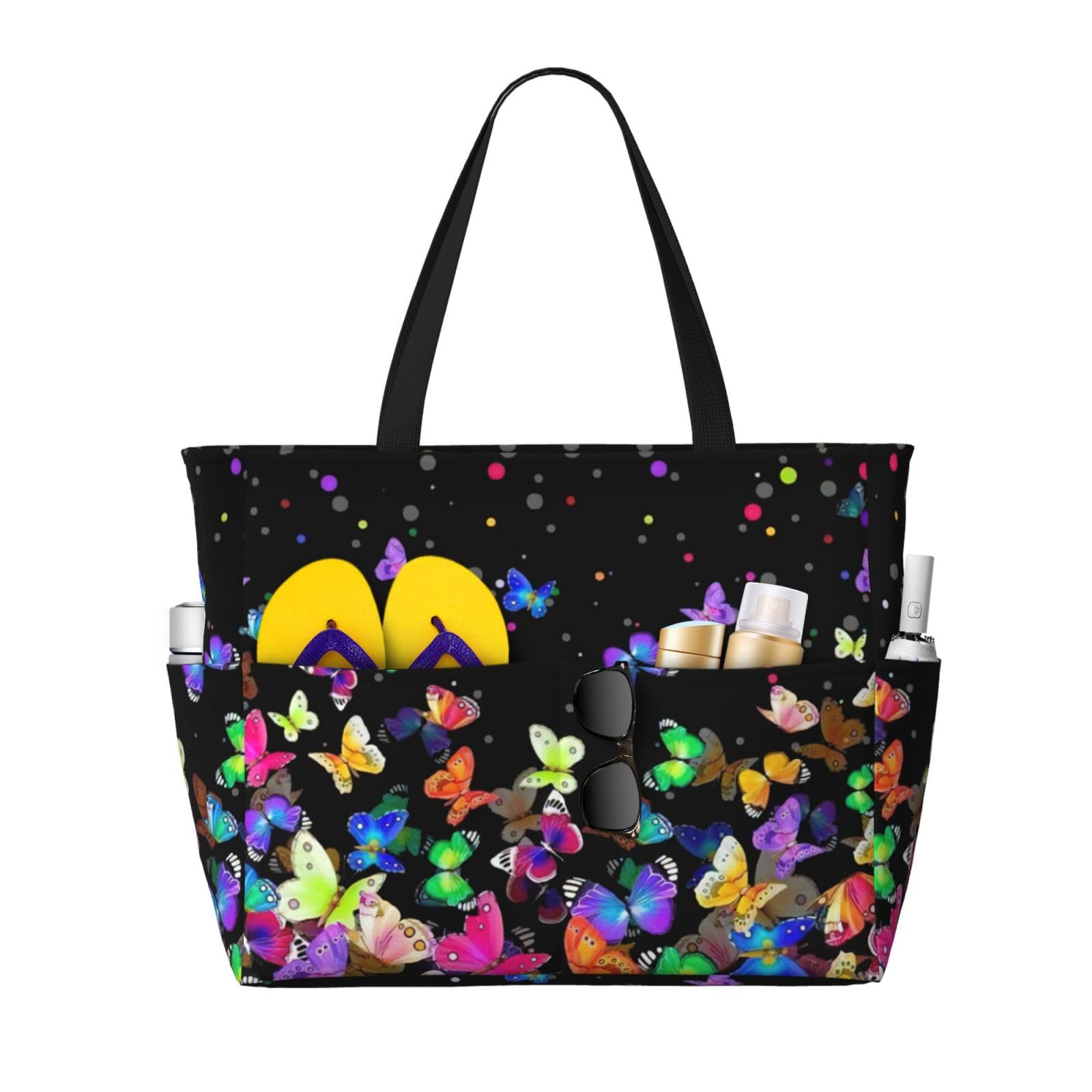 BJQ Beach Tote Bag for Women Beach Bag Waterproof and Sandproof Tote Bag with Wet Bag Large Travel Bag for Weekend Travel