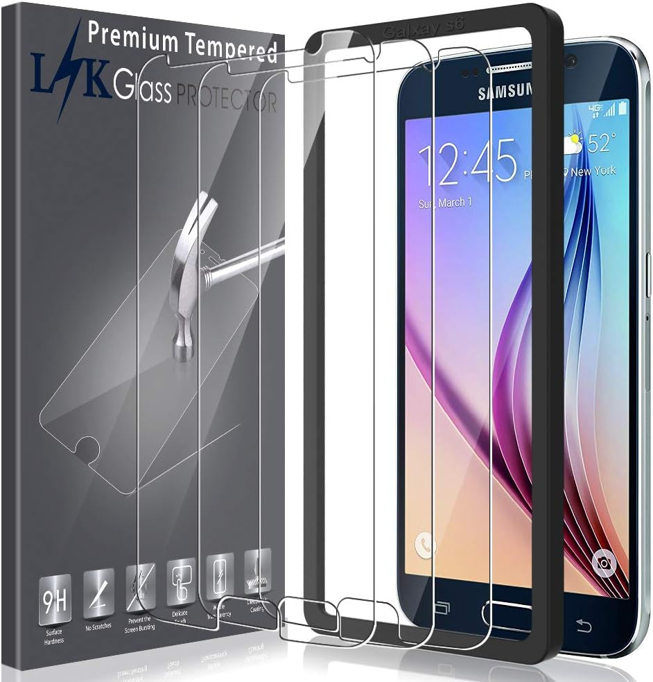 LK [3 Pack] Screen Protector for Samsung Galaxy S6, [Japan Tempered Glass] 9H Hardness