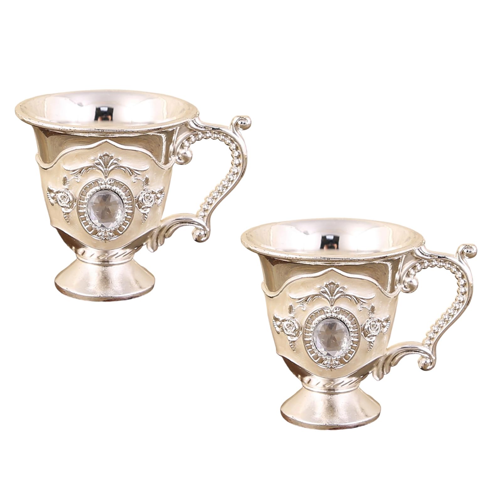 Shntig Of 2 Antique Zincs Alloys Drinking Goblets for Wine and Decoration Traditional Barwares Set