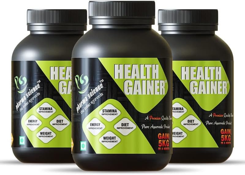 Pharma Science Ayurvedic Weight Gainer Supplement Powder for Men & Women - Increase Stamina, Muscle Mass Bulk & Overall Wellness | Natural Protein & Carbs | Health Gainer | High Calories - 200gm Pack 3
