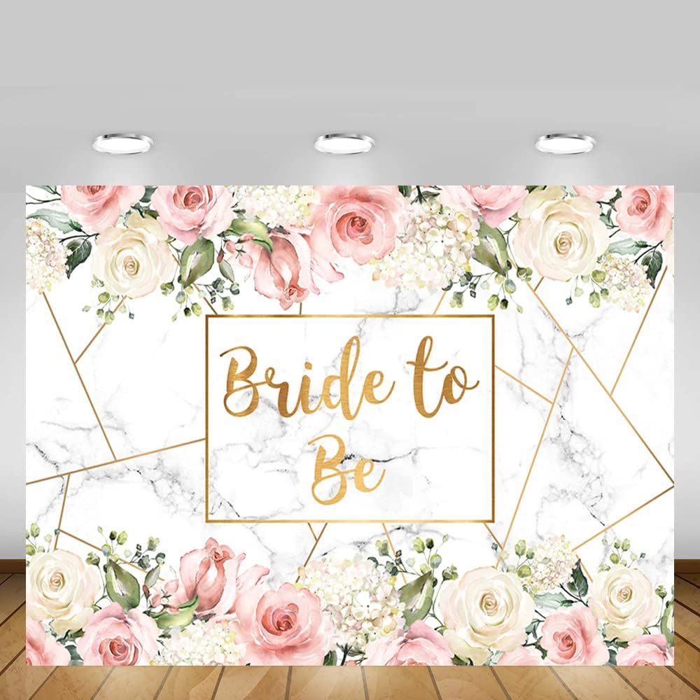 MEHOFOND Bride to Be Marble Backdrop Bridal Shower Miss to Mrs Wedding Party Supplies White Blush Pink Floral Photobooth Girls Bachelorette Engagement Photography Background Banner 7x5ft