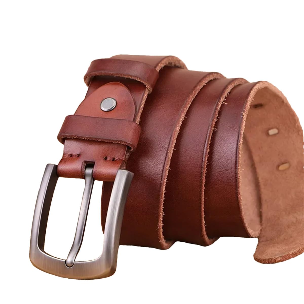 Cinturón De Piel De Vaca Hebilla De Metal Duro Para Hombre Cinturón De Piel De Vaca Suave Cinturón De Jeans De Cuero Genuino Con Textura Única