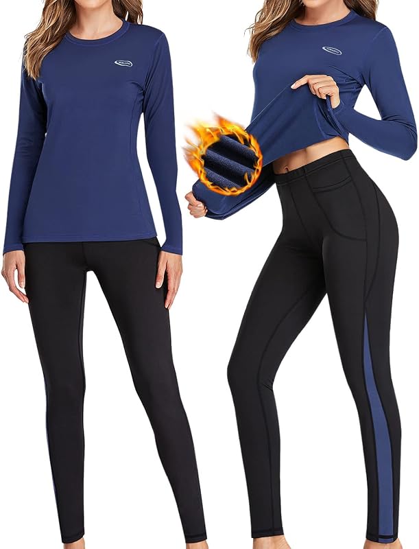 Ropa Interior Térmica para Mujer Conjunto Térmico Leggings Forrados con Polar Calzoncillos Largos | Conjuntos térmicos para mujer, ropa de capa Base, camisetas cálidas, ropa interior larga, pantalones térmicos para nieve, camisas de esquí de invierno