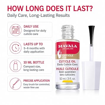 MAVALA Cuticle Oil Nail Care| Sulfate & Paraben Free | Cuticle Softener | Moisturizes Nail Bed | Improve Nail Appearance | Encourage Nail Growth | 0.3 Ounce