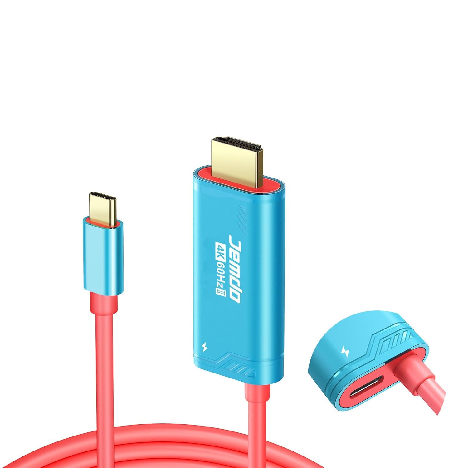 JEMDO Dock Switch 2 cavo TV HDMI base, 4K 60Hz 18Gbps USB C 3.2 a HDMI 2.0 2m 100W PD, adattatore TV portatile compatibile con Switch 2 (versioni < V21.0.0)/2017/OLED – Blu