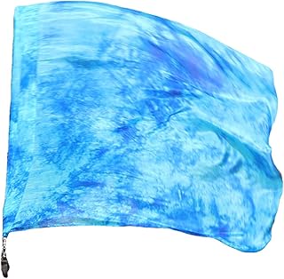 Winged Sirenny 32" (81cm) Flowy Spinning Silk Flag Poi, Church Praise Prophetic Worship Adoration Dance Banner Poi Streamer (Ice)